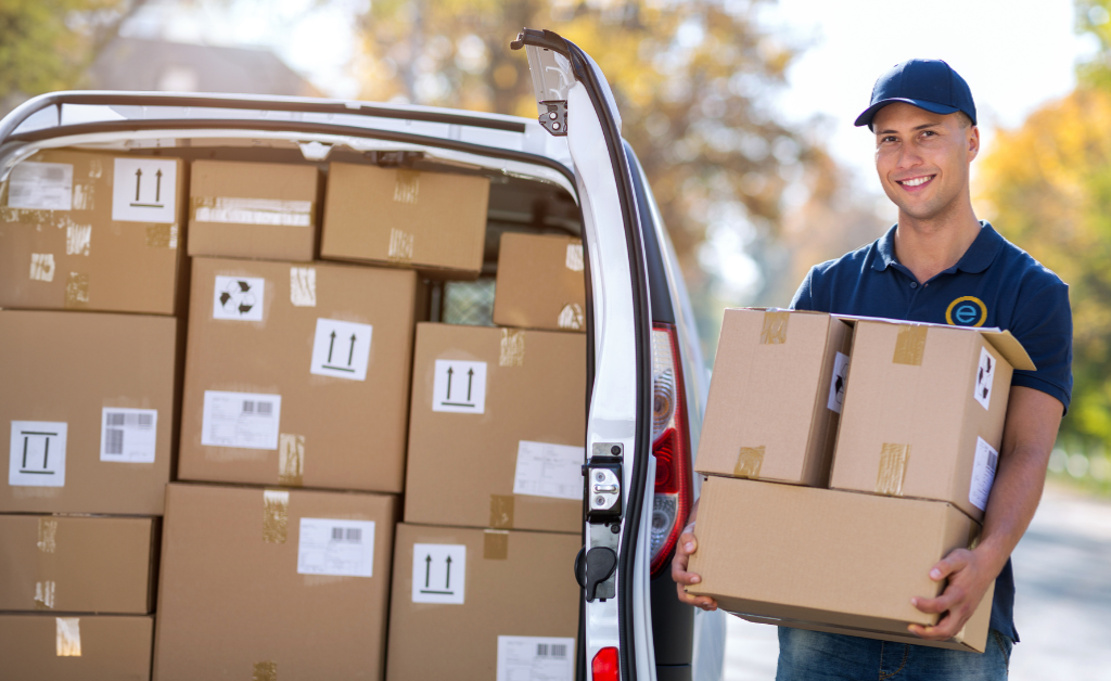 packages in a delivery van